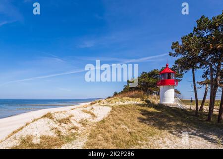 Il faro di Gellen sull'isola di Hiddensee, Germania Foto Stock