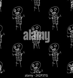 Sketchy stile Funny scheletri motivo disegno Foto Stock