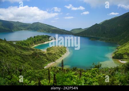 Bella vista di Lagoa do Fogo Foto Stock