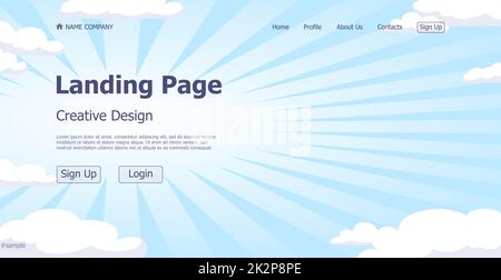 Blue cloud background design concetto landing page sito web - Vector Foto Stock
