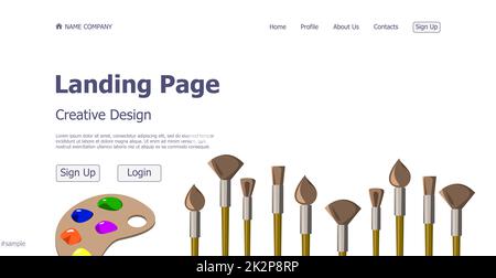 Concept design concetto creativo e creativo sito web landing page web art - Vector Foto Stock