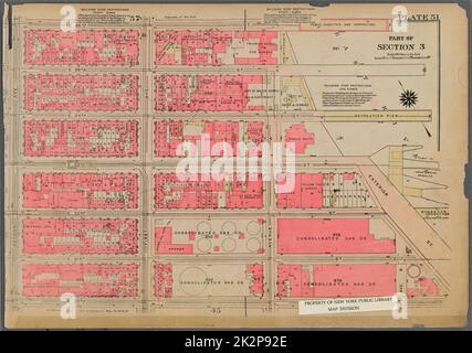 Cartografica, Mappe. 1925. Lionel Pincus e la Principessa Firyal Map Division. Real Property , New York (state) , New York, Manhattan (New York, N.Y.) Piastra 51, parte della sezione 3: Delimitata da E. 26th Street, East River Piers, Exterior Street, E. 20th Street e Second Avenue Foto Stock