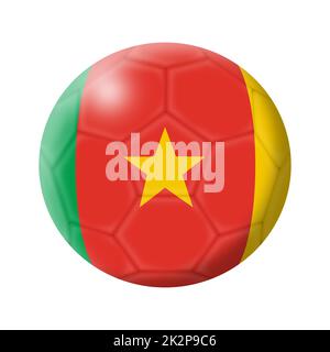 Camerun calcio palla calcio 3D illustrazione isolato su bianco con clipping path Foto Stock