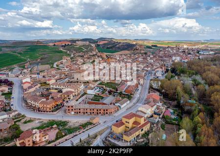 Veduta aerea di San Esteban de Gormaz , Soria, Spagna Foto Stock