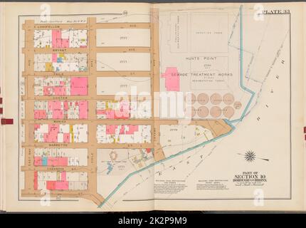 Cartografica, Mappe. 1942 - 1957. Lionel Pincus e la Principessa Firyal Map Division. Real Property , New York (state) , New York (N.Y.), Bronx (New York, N.Y.) , Mappe Double Page Plate No. 33, parte della Sezione 10, Borough of the Bronx: Bounded by Longfellow Avenue, (East River) Ryawa Avenue, Barretto Street, Viele Avenue, Tiffany Street e East Bay Avenue Foto Stock