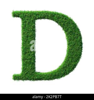 Lettera D fatta di erba verde isolato su sfondo bianco 3D-Illustrazione - parte di una serie Foto Stock