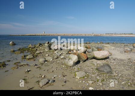 Sulla spiaggia naturale, Marina Wendtorf, Laboe, Schleswig-Holstein, Germania del Nord Foto Stock