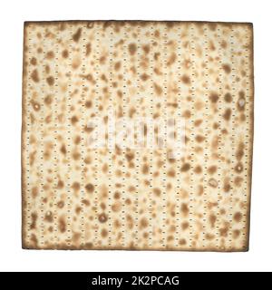 pane azzimo di matzah cotto cibo isolato su bianco Foto Stock