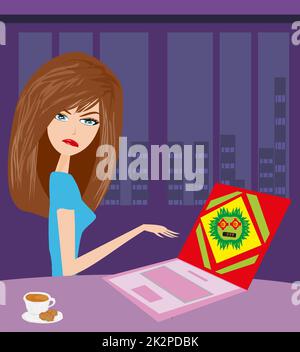 Virus di computer laptop attaccante Foto Stock