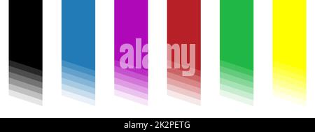 6 striscioni vuoti con transizione di colore diagonale Foto Stock