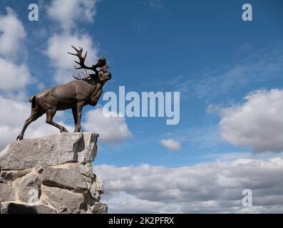 Statua di Caribou, Beaumont-Hamel Newfoundland Memorial, Francia. Foto Stock