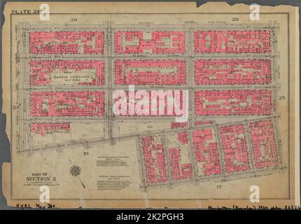 Cartografica, Mappe. 1930. Lionel Pincus e la Principessa Firyal Map Division. Real Property , New York (state) , New York, Manhattan (New York, N.Y.) Piastra 24, parte della sezione 2: Delimitata da E. 4th Street, Avenue B, Clinton Street, Stanton Street, Orchard Street, E. Houston Street e Second Avenue Foto Stock