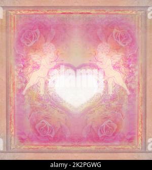 Happy valentines day card con Cupido Foto Stock