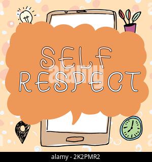 Segno che mostra rispetto di sé. Concetto di business orgoglio e la fiducia in se stessi stand up per te Foto Stock