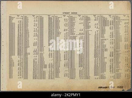 Cartografica, Mappe. 1955 - 1956. Lionel Pincus e la Principessa Firyal Map Division. Real Property , New York (state) , New York (N.Y.), Manhattan (New York, N.Y.) Indice delle strade: Piazza Abingdon - Via la Salle. Foto Stock