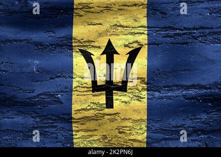 Bandiera Barbados - bandiera realistica di tessuto ondulato Foto Stock