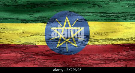 Bandiera dell'Etiopia - bandiera realistica del tessuto ondeggiante Foto Stock