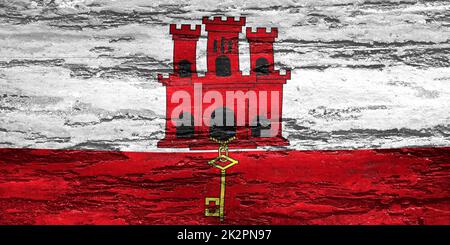 Bandiera di Gibilterra - bandiera realistica del tessuto ondulato Foto Stock