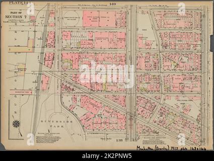 Cartografica, Mappe. 1925. Lionel Pincus e la Principessa Firyal Map Division. Real Property , New York (state) , New York, Manhattan (New York, N.Y.) Piastra 144, parte della sezione 7: Delimitata da W. 133rd Street, Amsterdam Avenue, W. 125th Street, Tiemann Place e (Riverside Park, Hudson River) Twelfth Avenue Foto Stock