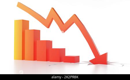 Concetto di crisi Econimical. Diffusa nel mondo, l’economia è in calo. illustrazione 3d Foto Stock