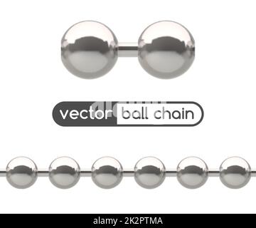 Seamless argento catena a sfere con blocco isolato su bianco Foto Stock