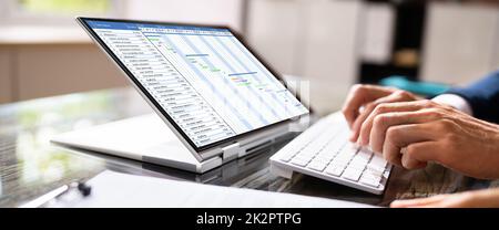 Progetto software Gantt Gantt Foto Stock