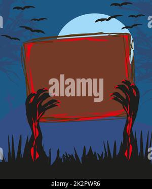 Zombie mani proveniente dalla scheda grave Foto Stock