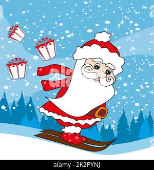 Natale personaggio dei fumetti, sci Santa Claus Foto Stock