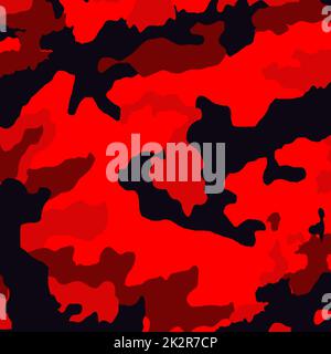 Sfondo texture militare kaki rosso nero camouflage - Vector Foto Stock