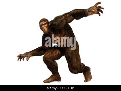 3D rendering Sasquatch on White (Sasquatch di rendering 3D su bianco) Foto Stock