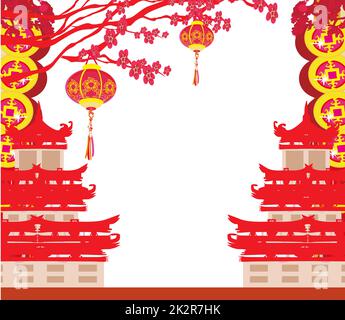 Oriental Felice Anno Nuovo Cinese card Foto Stock