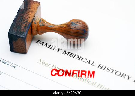 Famiglia storia medica - conferma Foto Stock