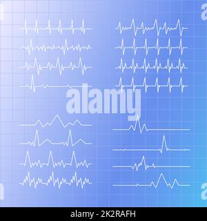 Set medico di 16 pz. Linee di impulsi - vettore Foto Stock