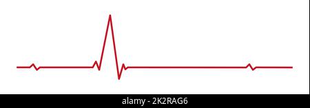 Impulso cardiaco - linea rossa curva su sfondo bianco - vettore Foto Stock