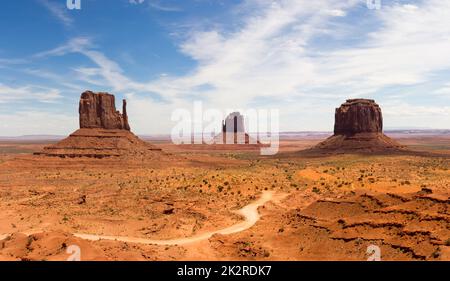 Panoramica della Monument Valley nello Utah e in Arizona America. Foto Stock