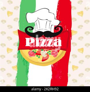 Modello menu pizza, vintage card con spazio per il testo Foto Stock