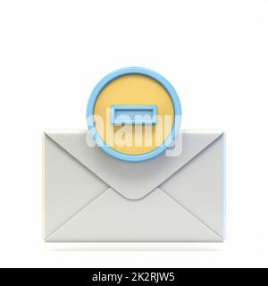Icona Mail con il segno meno 3D Foto Stock