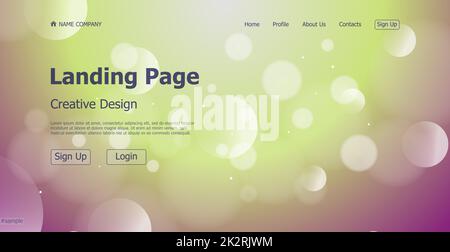 Landing page una pagina creativa bokeh sito web design pagina web - Vector Foto Stock