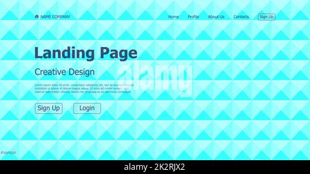 Home page landing blue modello geometrico landing business page sito web digitale landing page design concept - Vector Foto Stock