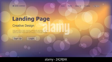 Landing page una pagina creativa bokeh sito web design pagina web - Vector Foto Stock