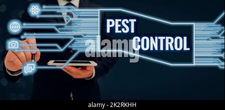 Testo che mostra Inspiration Pest Control. Panoramica aziendale uccisione di insetti distruttivi che attacca raccolti e bestiame Foto Stock