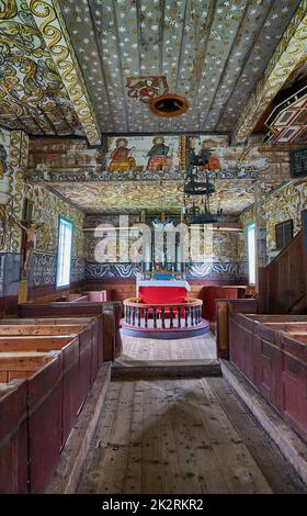 Vecchia chiesa di Stordal, Rosekyrkja, Fjord, Møre og Romsdal, Norvegia. Foto Stock