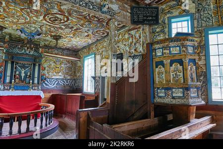 Vecchia chiesa di Stordal, Rosekyrkja, Fjord, Møre og Romsdal, Norvegia. Foto Stock