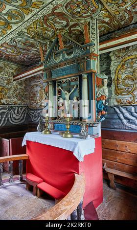 Vecchia chiesa di Stordal, Rosekyrkja, Fjord, Møre og Romsdal, Norvegia. Foto Stock