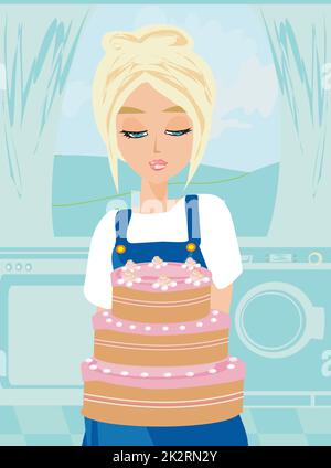 Casalinga cotta la torta Foto Stock