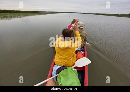Canottaggio sul lago Foto Stock