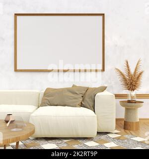 Struttura a poster con grande divano in stile moderno 3D Foto Stock