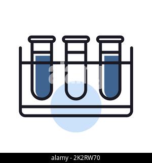 Icona del vettore delle provette. Segno medico Foto Stock