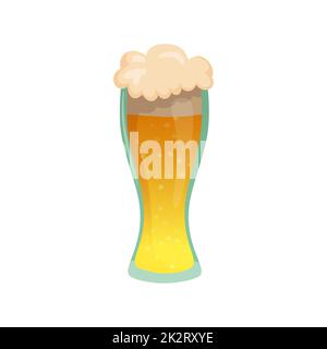 Bicchiere di birra fresca isolato su sfondo bianco - Vector Foto Stock