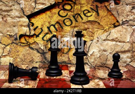 Denaro scacchi puzzle concept Foto Stock